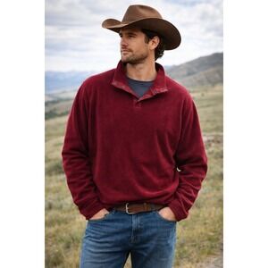 Wrangler Fleece Pullover Mens 3XL Red Western Cozy Casual Outdoors Rugged Ranch